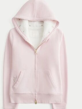 Hollister x CROCS sherpa-lined zip-up hoodie in pastel pink Size S